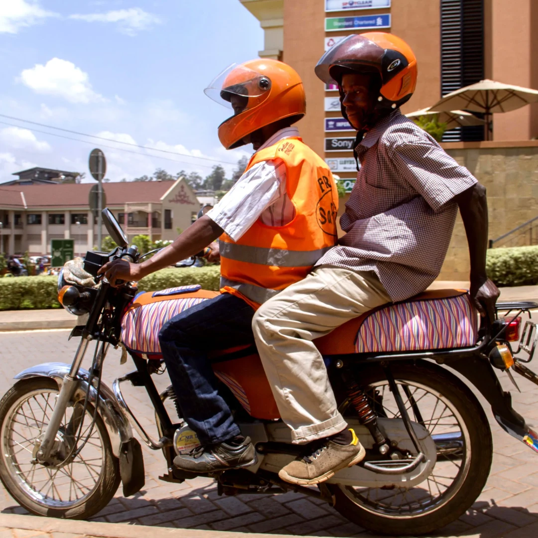 Passengers on a safe boda.
