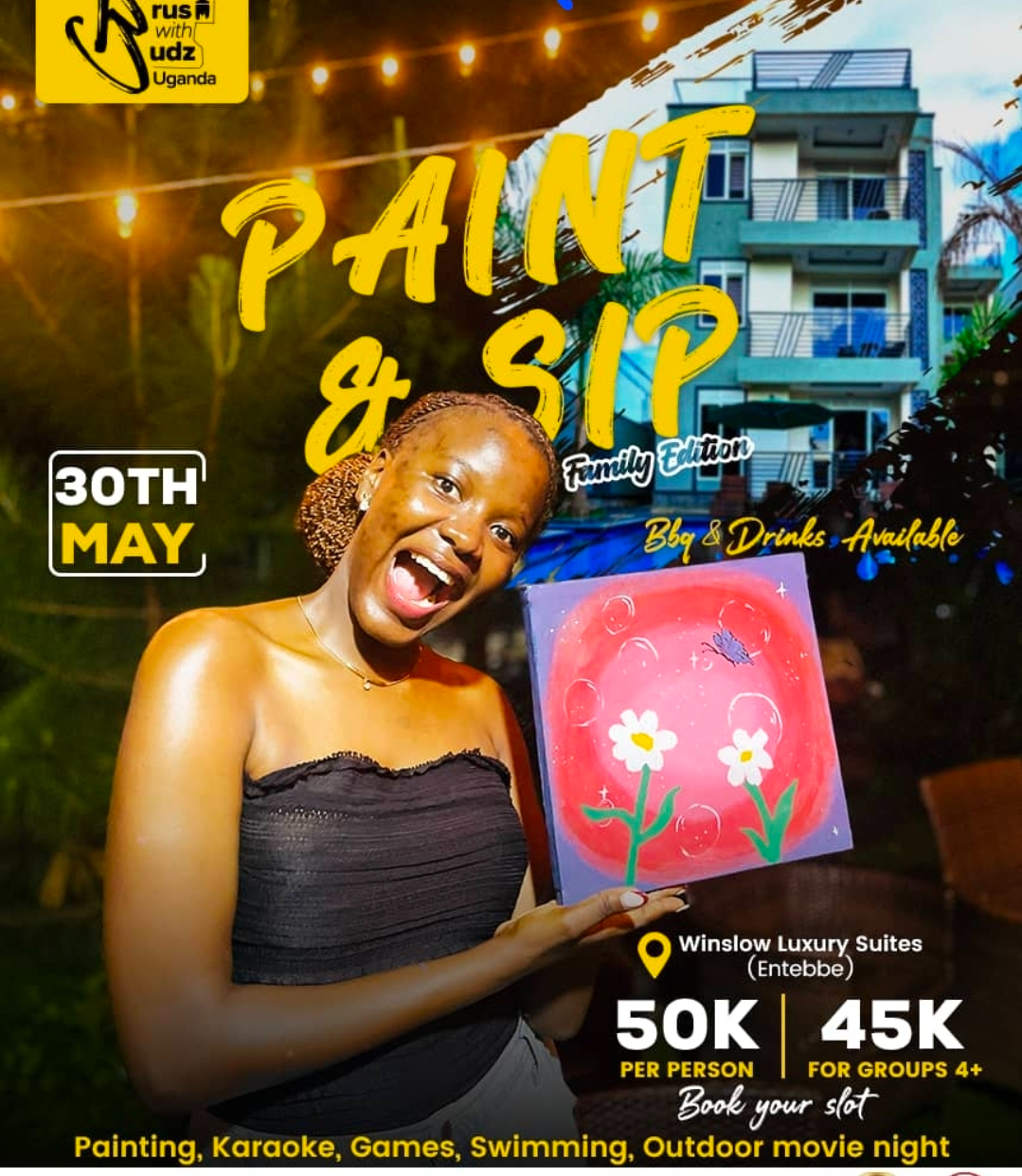 Paint and sip event flyer.